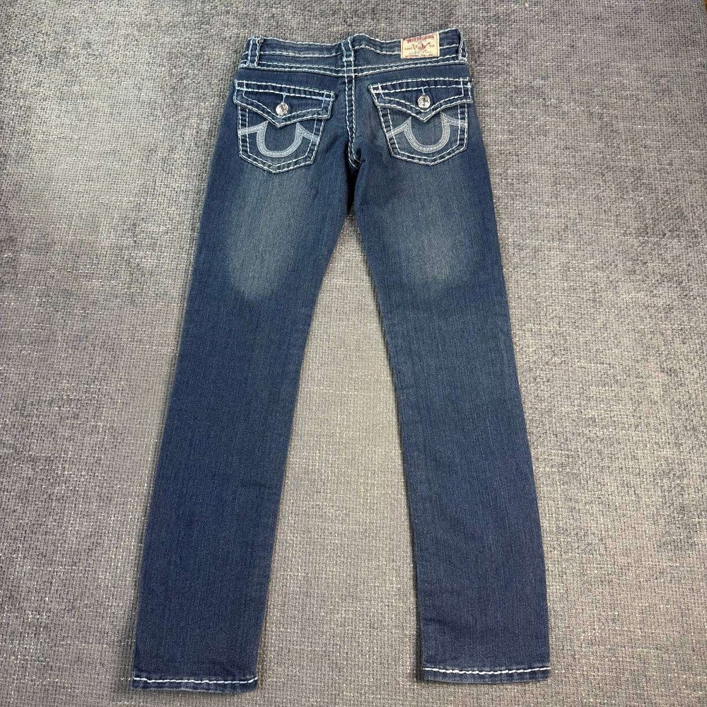 True Religion Bobby Straight Jeans Mens 28 Indigo Blue Contrast Stitch Y2K